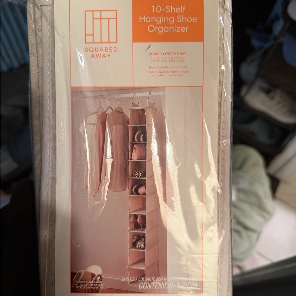 10-Shelf Hanging Shoe Organizer - Oyster Gray
